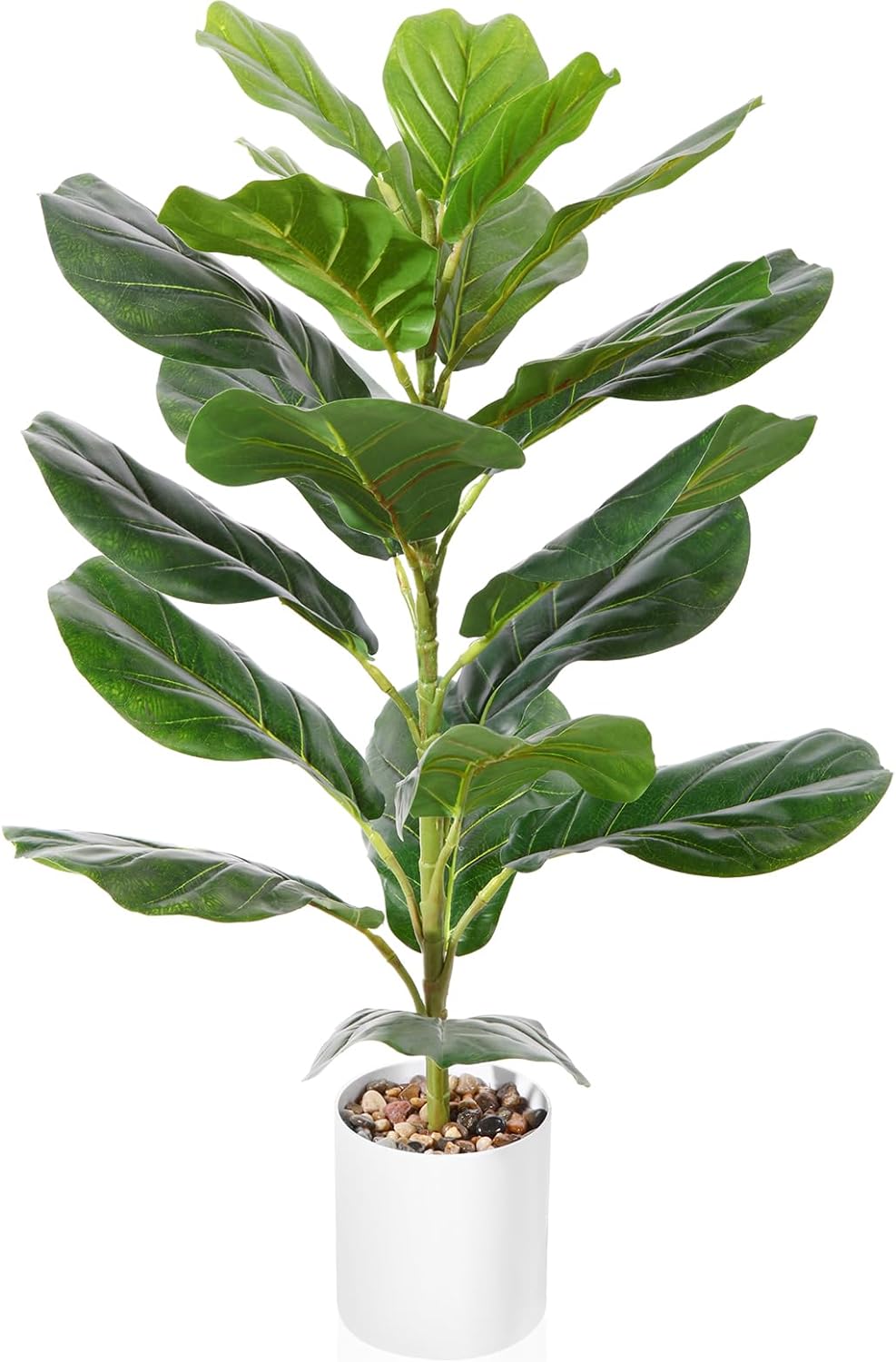 CROSOFMI 30 Artificial Fiddle Leaf Fig Tree/Fake Ficus Lyrata Plant with 21 Leaves Faux Plants in White Pot for Indoor House Home Office Modern Decoration Perfect Housewarming Gift