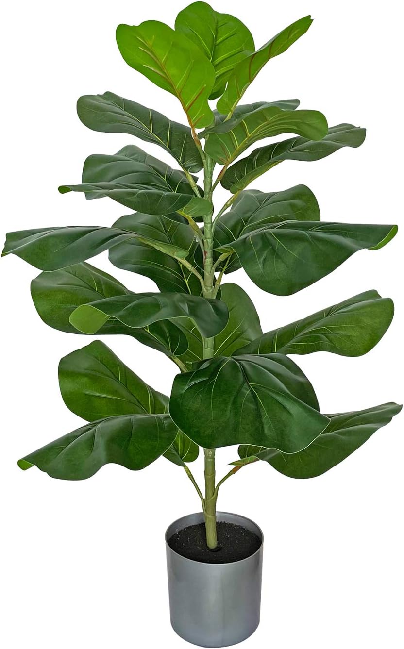 BESAMENATURE Artificial Fiddle Leaf Fig Tree/Faux Ficus Lyrata for Home Office Decoration, 30.5 Tall, Ships in Silvery Gray Planter