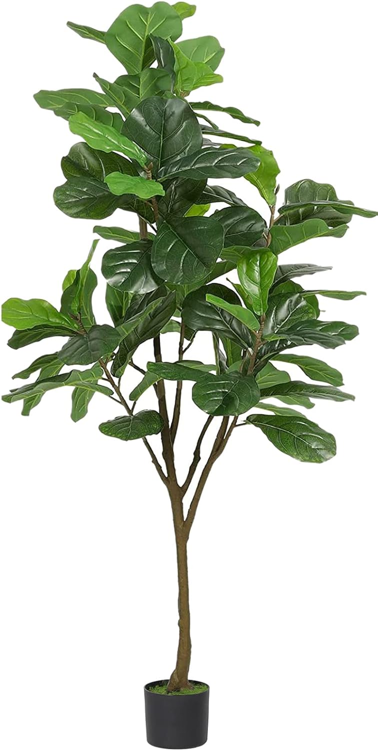 VIAGDO Artificial Fiddle Leaf Fig Tree 6ft Tall 86 Decorative Faux Fiddle Leaves Fake Fig Silk Tree in Pot Artificial Tree for Home Office Living Room Bathroom Corner Decor Indoor