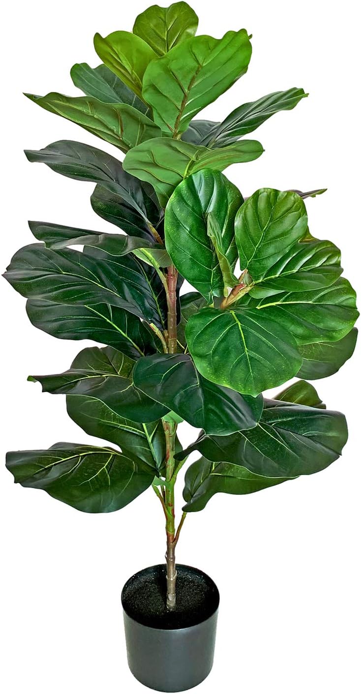 BESAMENATURE 40 Inch Artificial Fiddle Leaf Fig Tree/Faux Ficus Lyrata for Home Office Decoration