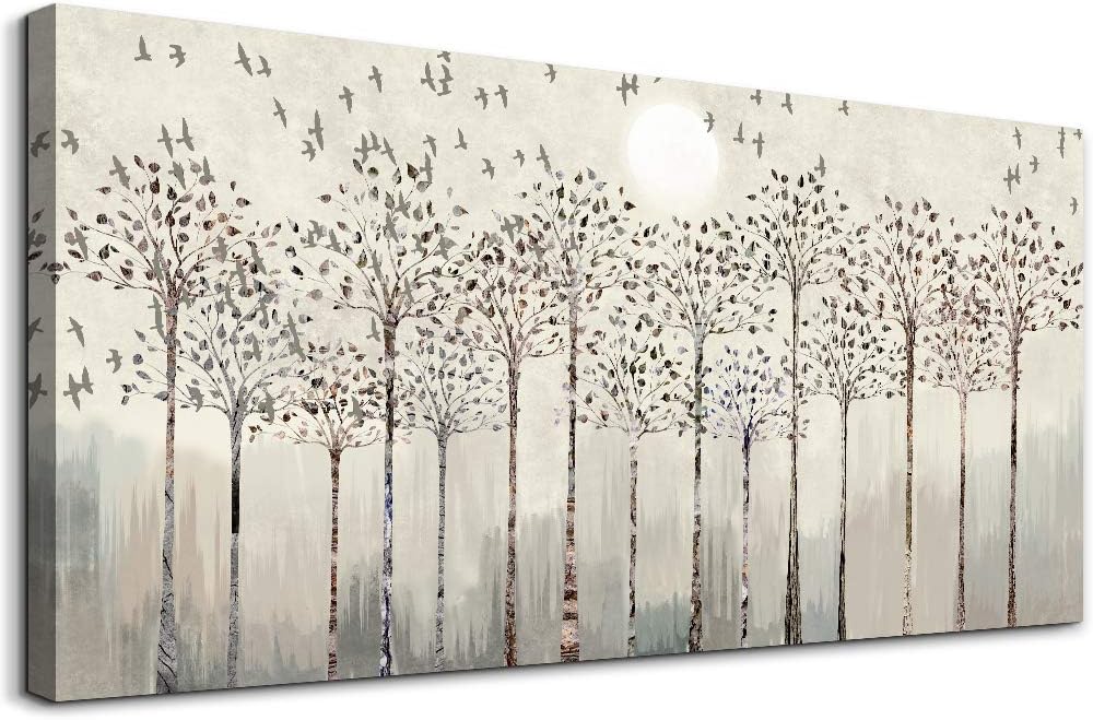 Canvas Wall Art for Living Room Trees and Birds Abstract Paintings kitchen Wall Decor Office Canvas Prints Artworks Pictures Wall Decorations for Bedroom,Large size Fashion Modern Home Decoration