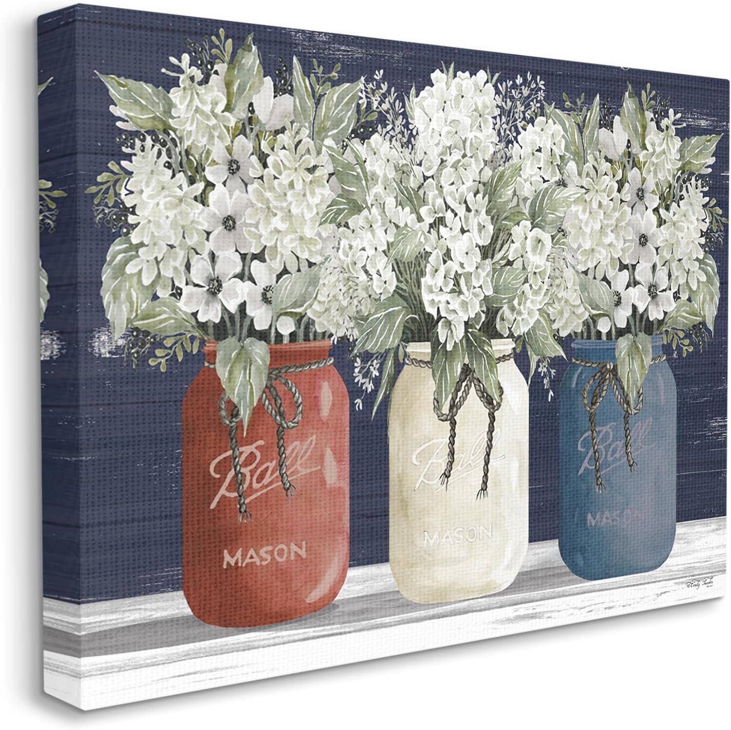 Stupell Industries Americana Floral Bouquets Rustic Flowers Country Pride Canvas Wall Art Design by Cindy Jacobs