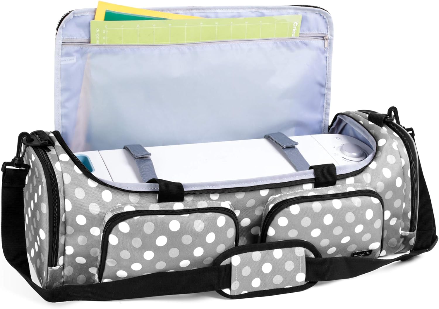 LUXJA Bag Compatible with Cricut Explore Air (Air2) and Maker, Carrying Case Compatible with Cricut Die-Cut Machine and Accessories (Bag Only), Gray Dots