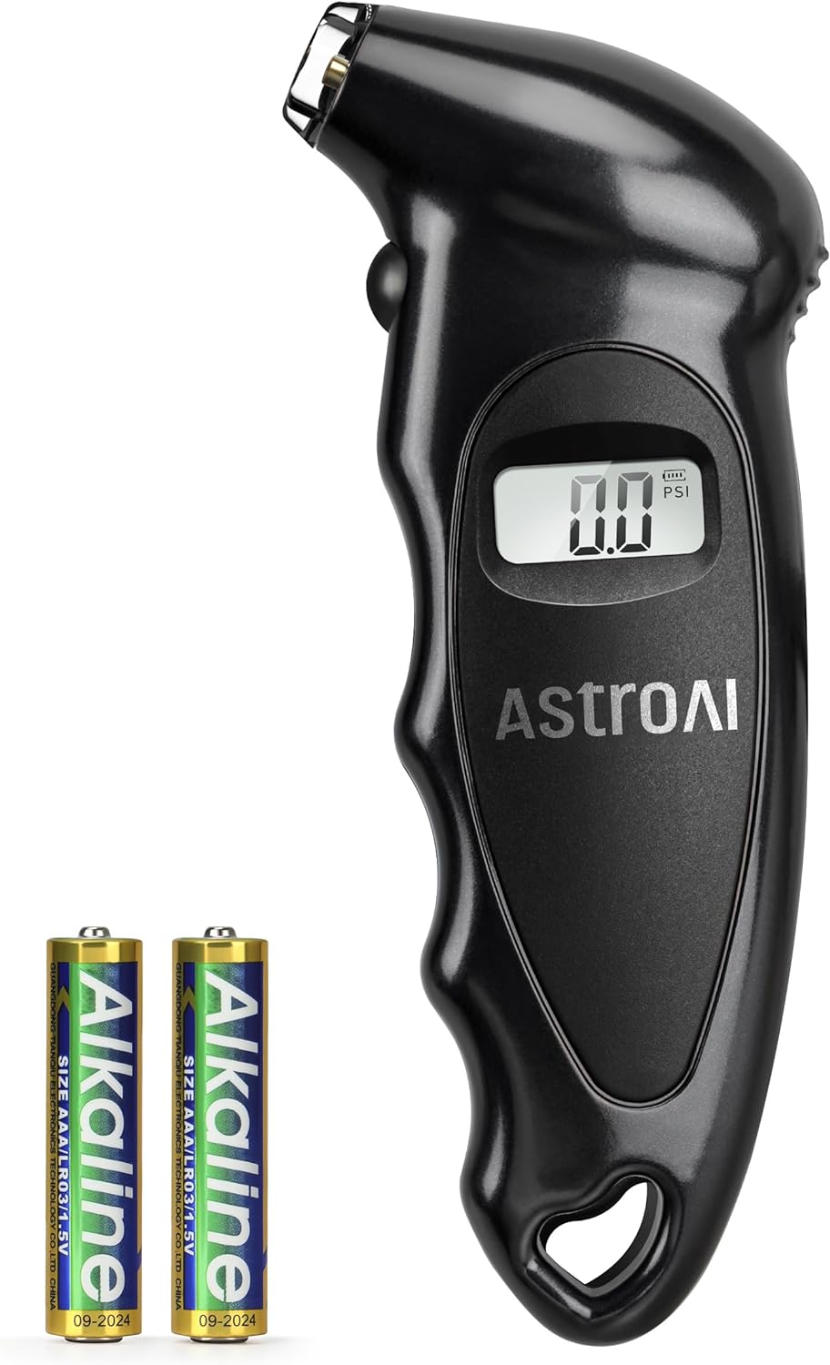 AstroAI Digital Tire Pressure Gauge with Replaceable AAA Batteries, 150 PSI 4 Settings Stocking Stuffers for Car Truck Bicycle Backlit LCD Non-Slip Grip Car Accessories, Black