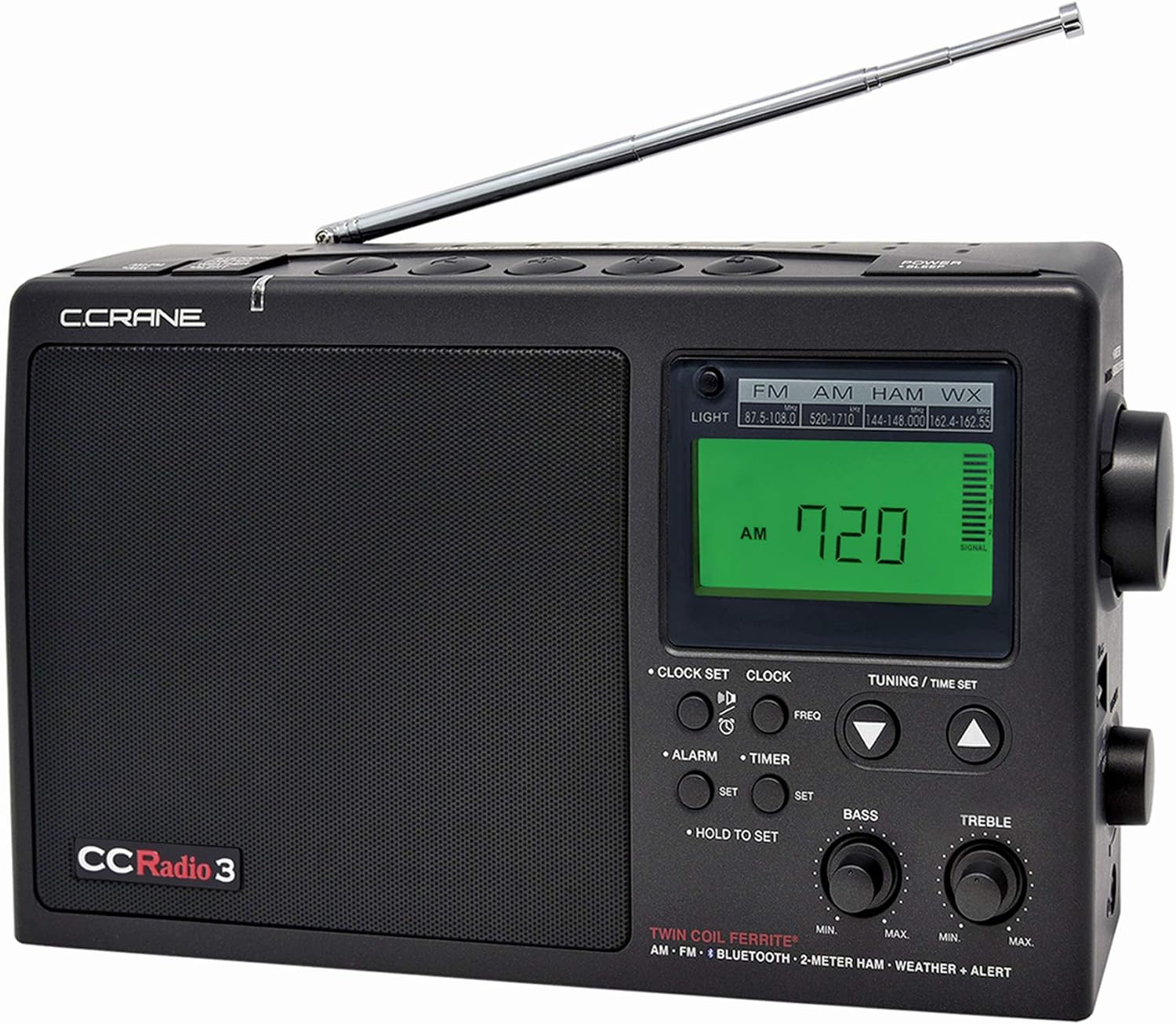 C. Crane CCRadio 3 Long Range Reception AM, FM, NOAA Weather Plus Alert and 2-Meter Ham Band Portable Digital Radio with Bluetooth