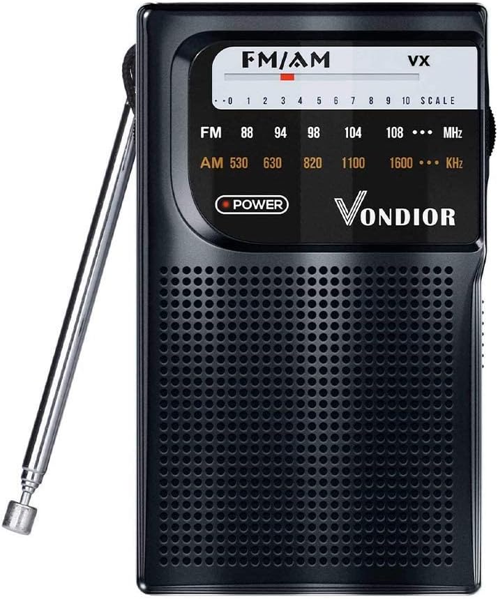 Vondior Portable NOAA Weather Radio, Battery Operated Emergency NOAA/AM/FM Radio with Best Reception, Pocket Weather Alert Radio with Headphone Jack, Gifts for Lover, Parents and Friends (Black)