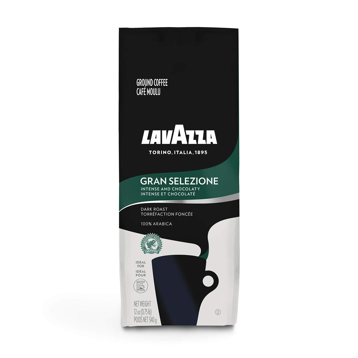 Lavazza Gran Selezione Ground Coffee Blend, Dark Roast, 12 oz