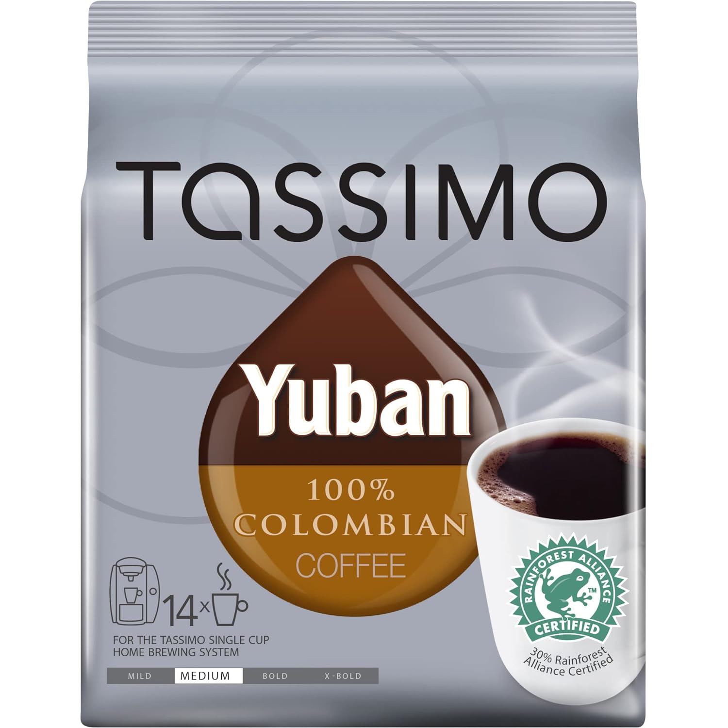 Tassimo Yuban 100% Colombian Medium Roast Coffee T-Discs for Tassimo Single Cup Home Brewing Systems (14 ct Pack)