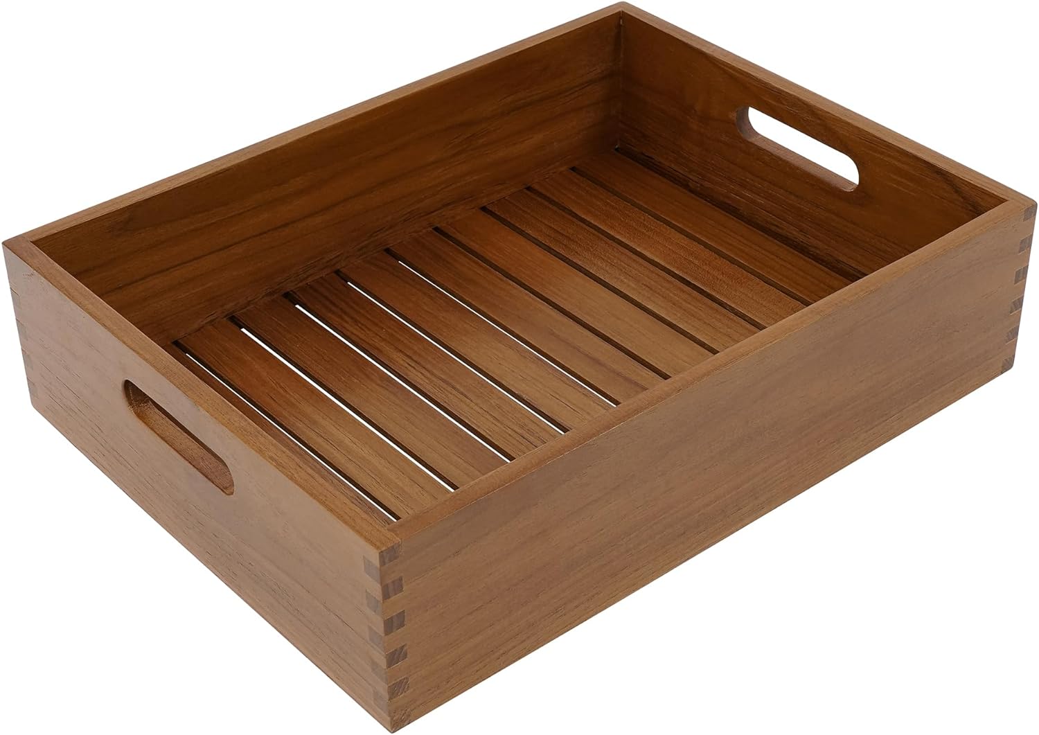 VaeFae Teak Bathroom Organizer with Handle, Bathroom Sink Organizer, Wooden Storage Organizer, Kitchen Cabinet Organizer, Vanity Table Tray