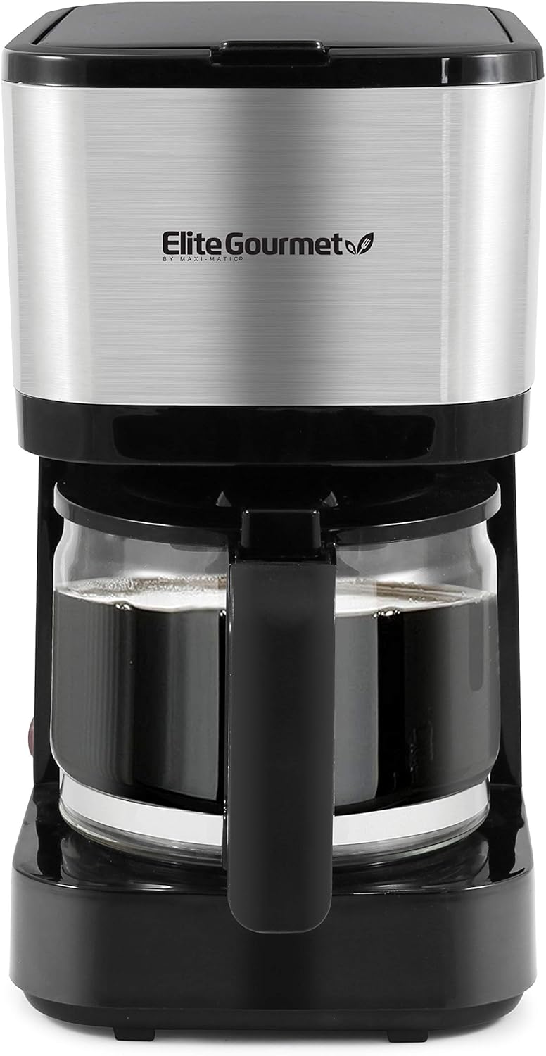 Elite Gourmet EHC9420 Automatic Brew & Drip Coffee Maker with Pause N Serve Reusable Filter, On/Off Switch, Water Level Indicator, Stainless Steel