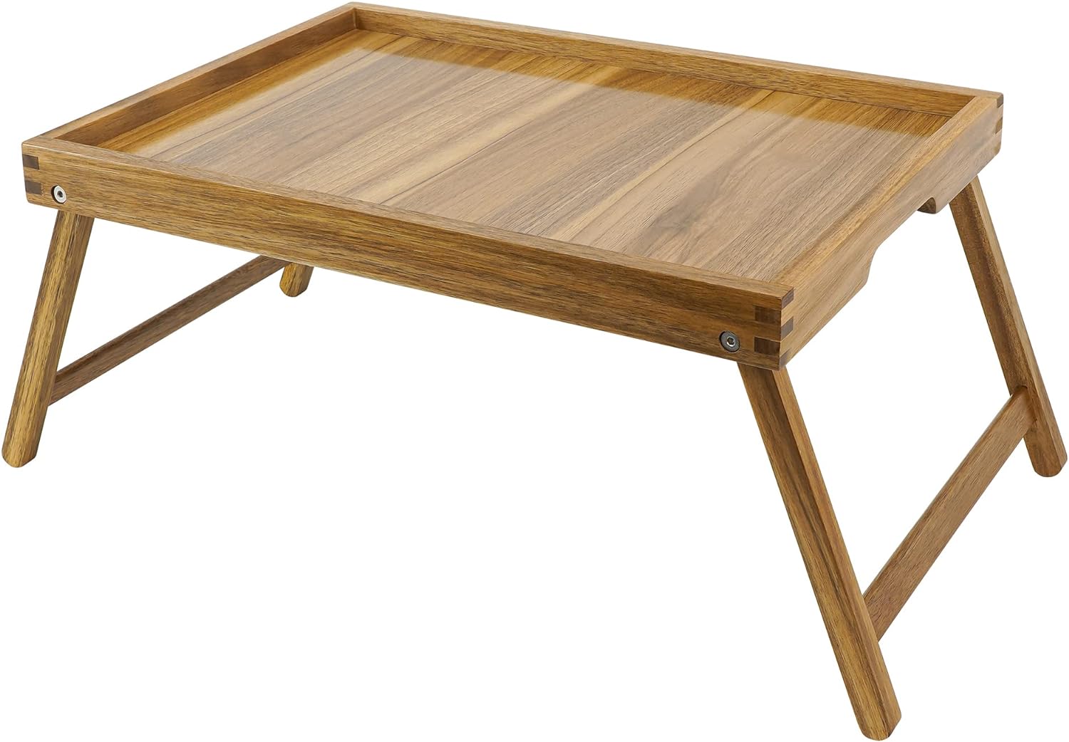 VaeFae Acacia Bed Table Tray, Wooden Breakfast Tray with Folding Legs, Bed Tray for Eating and Laptop, Eating Trays for Bedroom (Large Size)