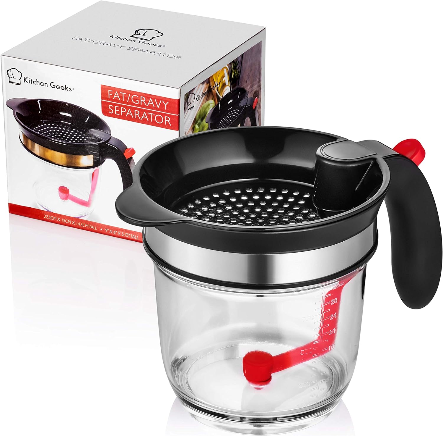 Fat Separator Measuring Cup And Strainer With Bottom Release For Gravy Sauces And Other Liquids With Oil Grease To Give You Healthier And Better Tasting Food : For Turkey Meat Beef Chicken Vegetables