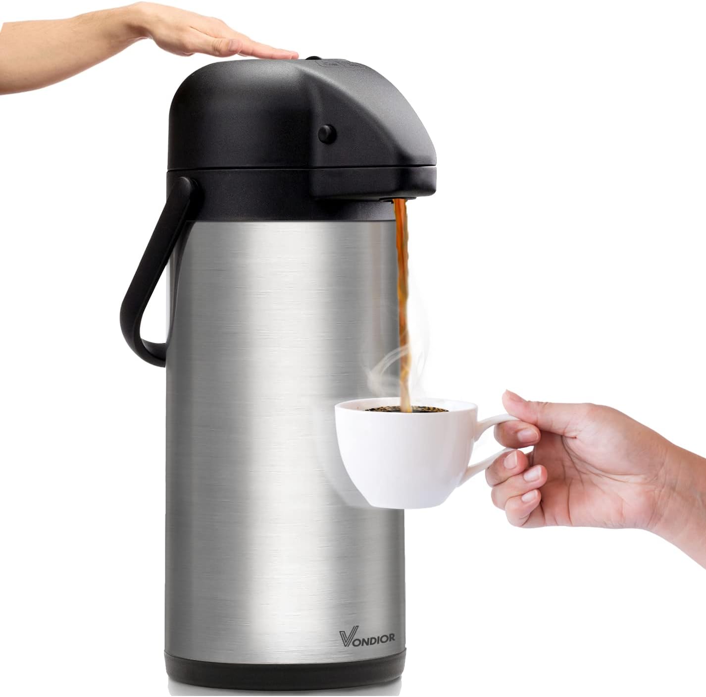 Airpot Coffee Dispenser with Pump - Insulated Stainless Steel Coffee Carafe (102 oz) - Thermal Beverage Dispenser - Thermos Urn for Hot/Cold Water, Party Chocolate Drinks