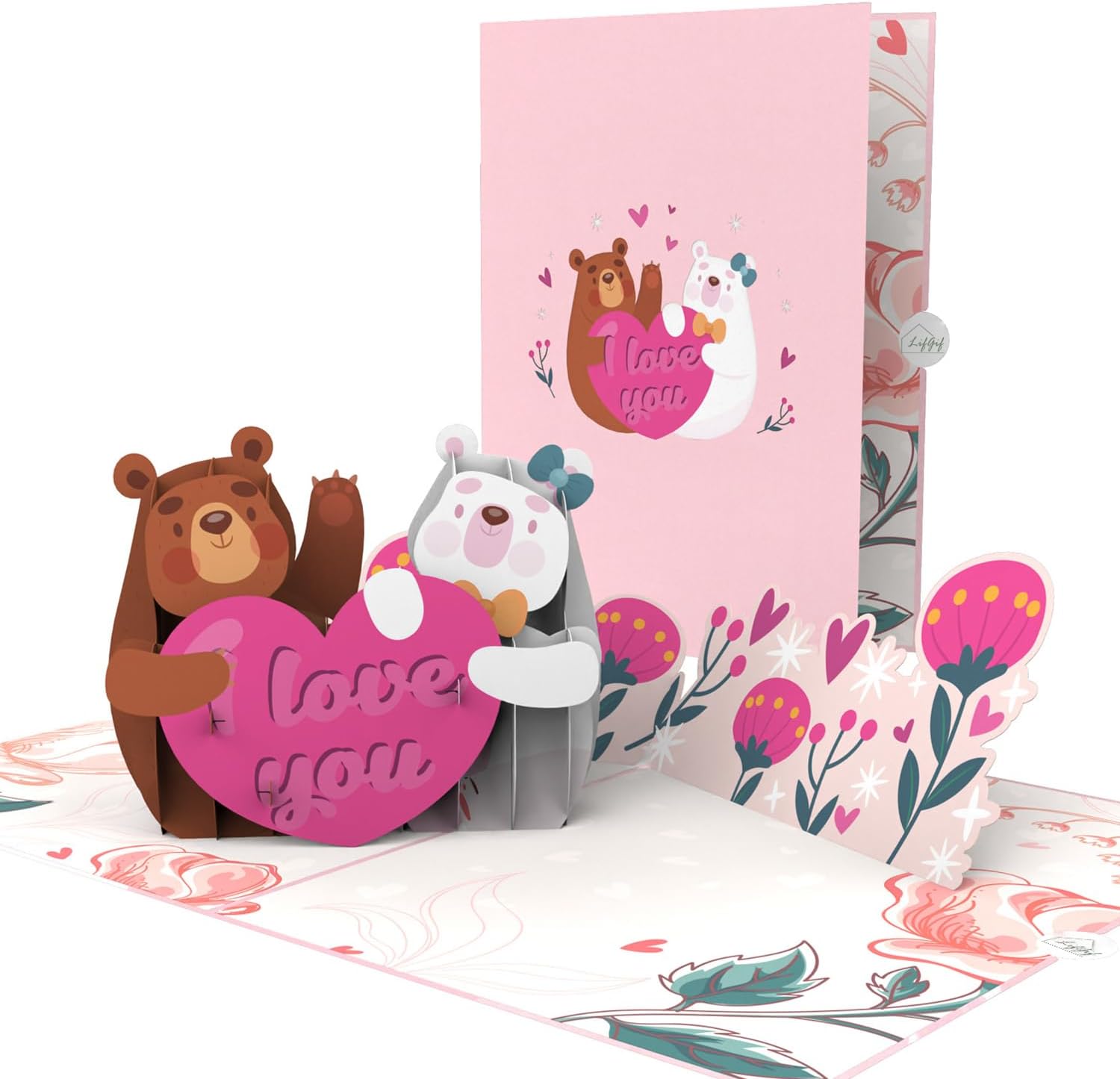 UIGOS Sweet Bear Couple Pop up Cards, Birthday Cards, Birthday Cards for Women, Anniversary Card, Wedding Card, Get Well Cards, Greeting Cards, Just Because Cards, Sympathy Cards, Popup Birthday Card, Friend Birthday Card, Husband Birthday Card, Birthday