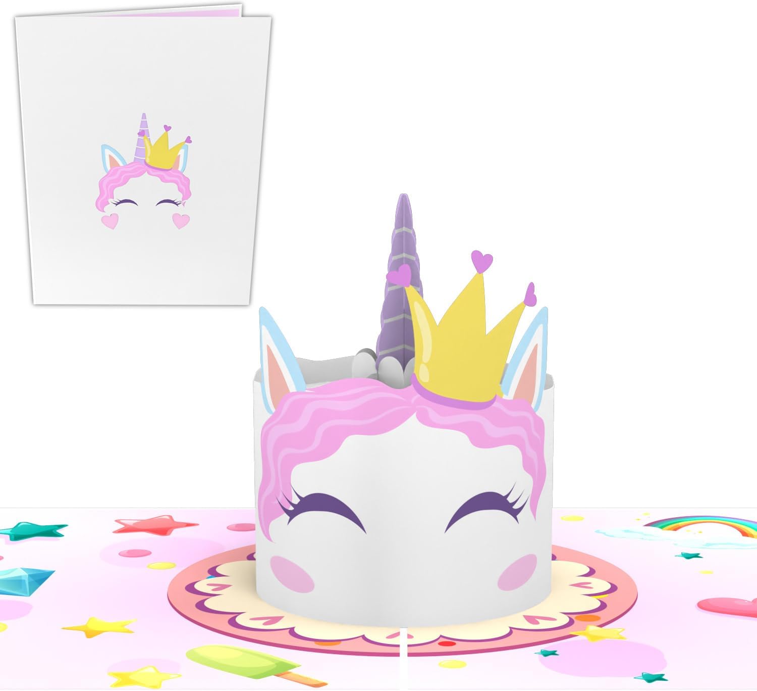 UIGOS Unicorn Birthday Cake Pop up Cards, Unicorn Birthday Card, Birthday Cards, Anniversary Card, Wedding Card, Get Well Cards, Greeting Cards, Just Because Cards, Sympathy Cards, Popup Birthday Card, Friend Birthday Card, Thank you Cards with Envelopes