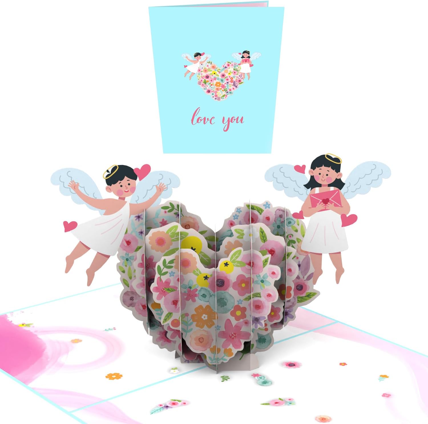 UIGOS Love Angels Pop up Cards, Birthday Cards for Women, Birthday Cards, Anniversary Card, Wedding Card, Get Well Cards, Greeting Cards, Just Because Cards, Sympathy Cards, Popup Birthday Card, Friend Birthday Card, Husband Birthday Card, Birthday Card W