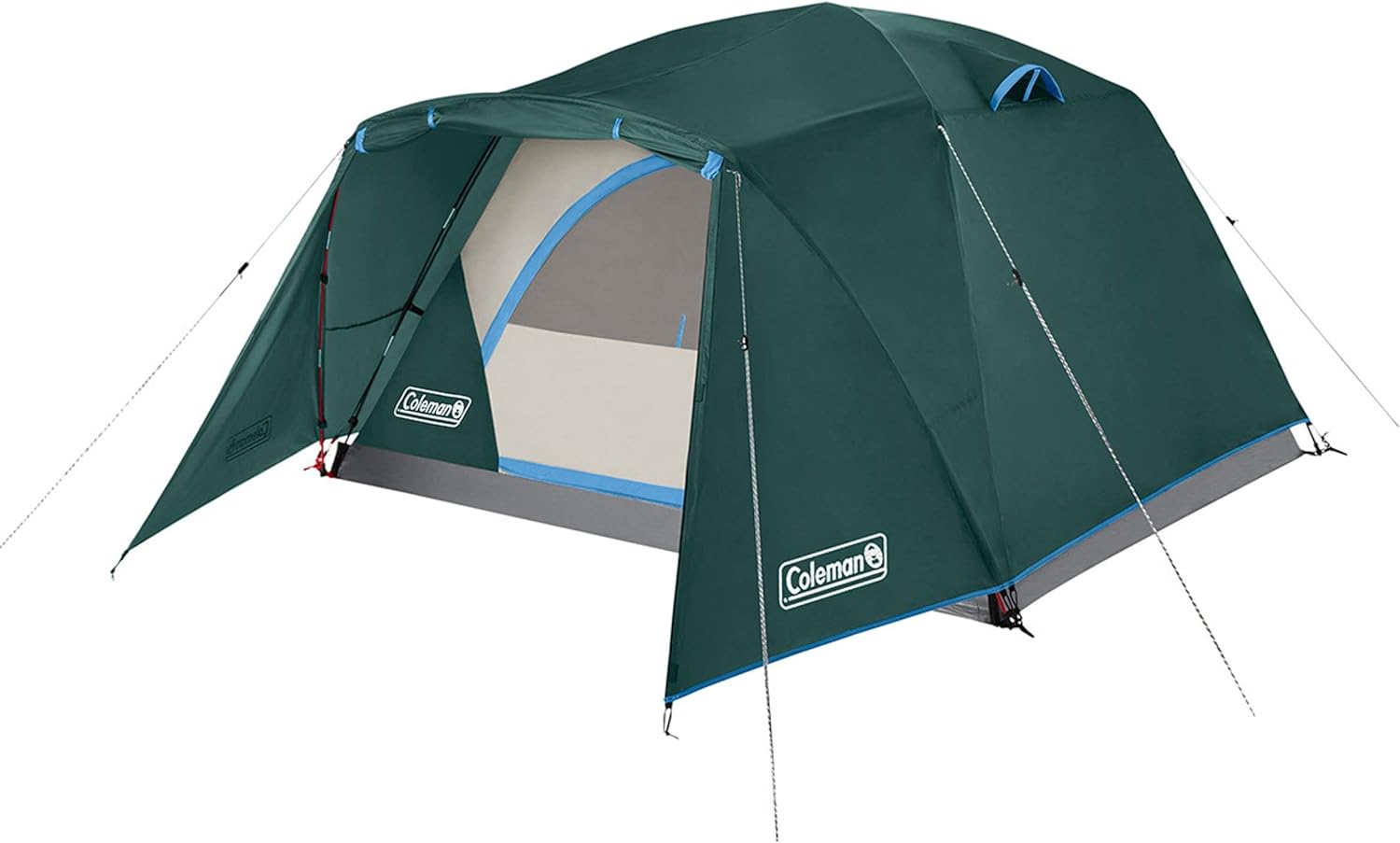 Coleman Skydome Camping Tent with Full-Fly Weather Vestibule, 2/4/6 Person Weatherproof Tent with Rainfly, Carry Bag, Storage Pockets, and Ventilation, Sets Up in 5 Minutes