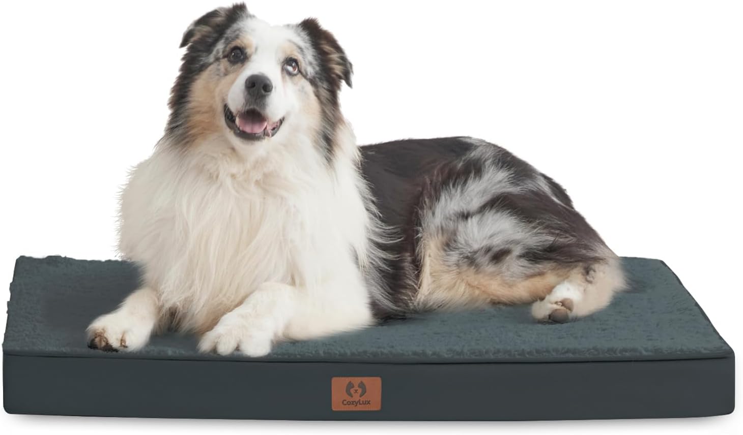 CozyLux Dog Bed Large Breed Washable Waterproof Orthopedic Dog Bed Egg Foam Support pet Bed for Crate, for Dogs up to 65lbs (36 X 27 X 3 inch, Grey)