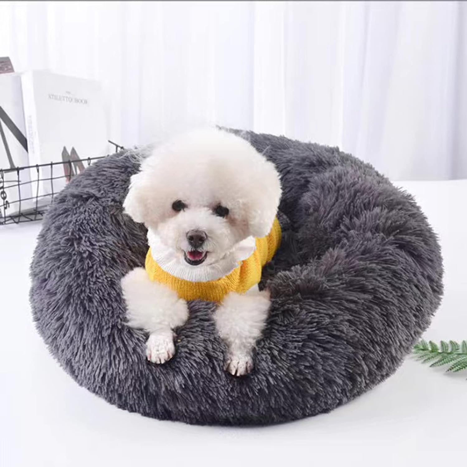 Dog Bed for Small Medium Large Dogs, 20 inch Calming Dogs Bed, Washable-Round Cozy Soft Pet Bed for Puppy and Kitten with Slip-Resistant Bottom