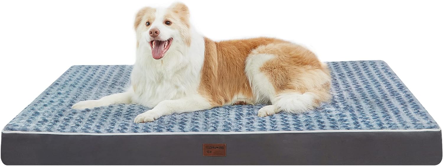 Orthopedic Dog Bed Mat of Thick Egg Foam with Washable Cover for Large Dogs