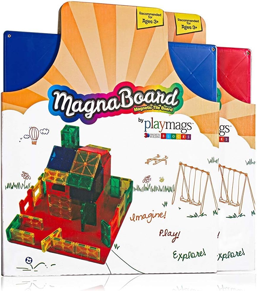 Playmags Building Board - Magnetic Starting Building Plate or Other Magnetic Tiles - Great Add on to Any Magnetic Tile Toy (1 Pack - Colors May Vary)