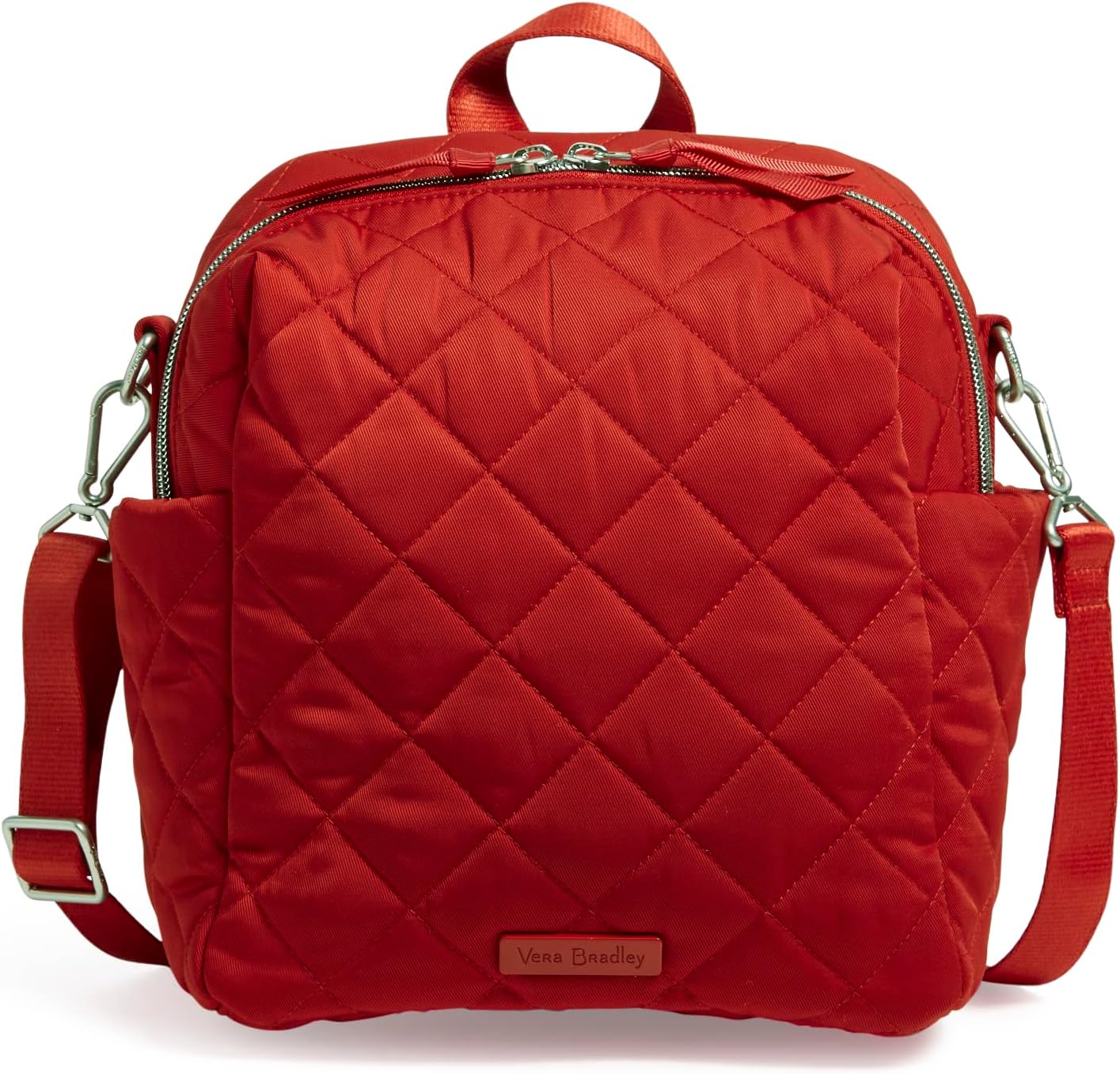 Vera Bradley Women' Performance Twill Convertible Small Backpack, Cardinal Red, One Size