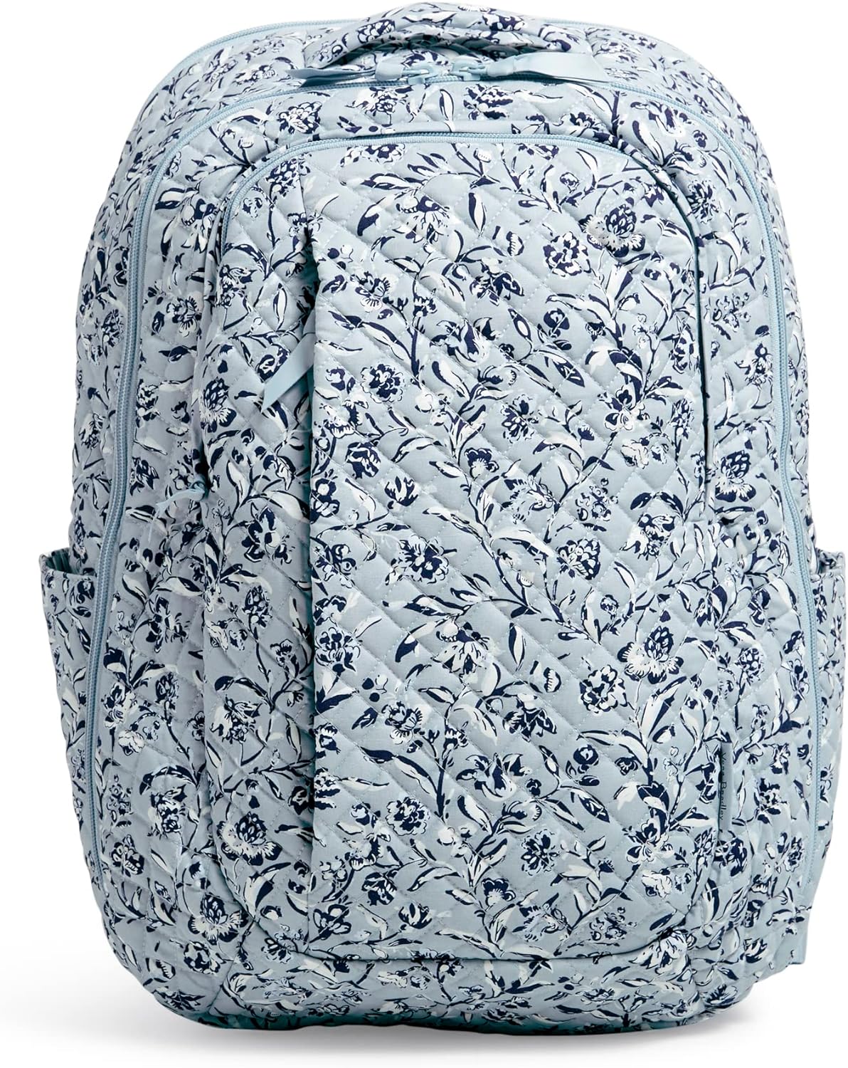 Vera Bradley Women' Cotton Large Travel Backpack Travel Bag, Perennials Gray - Recycled Cotton, One Size