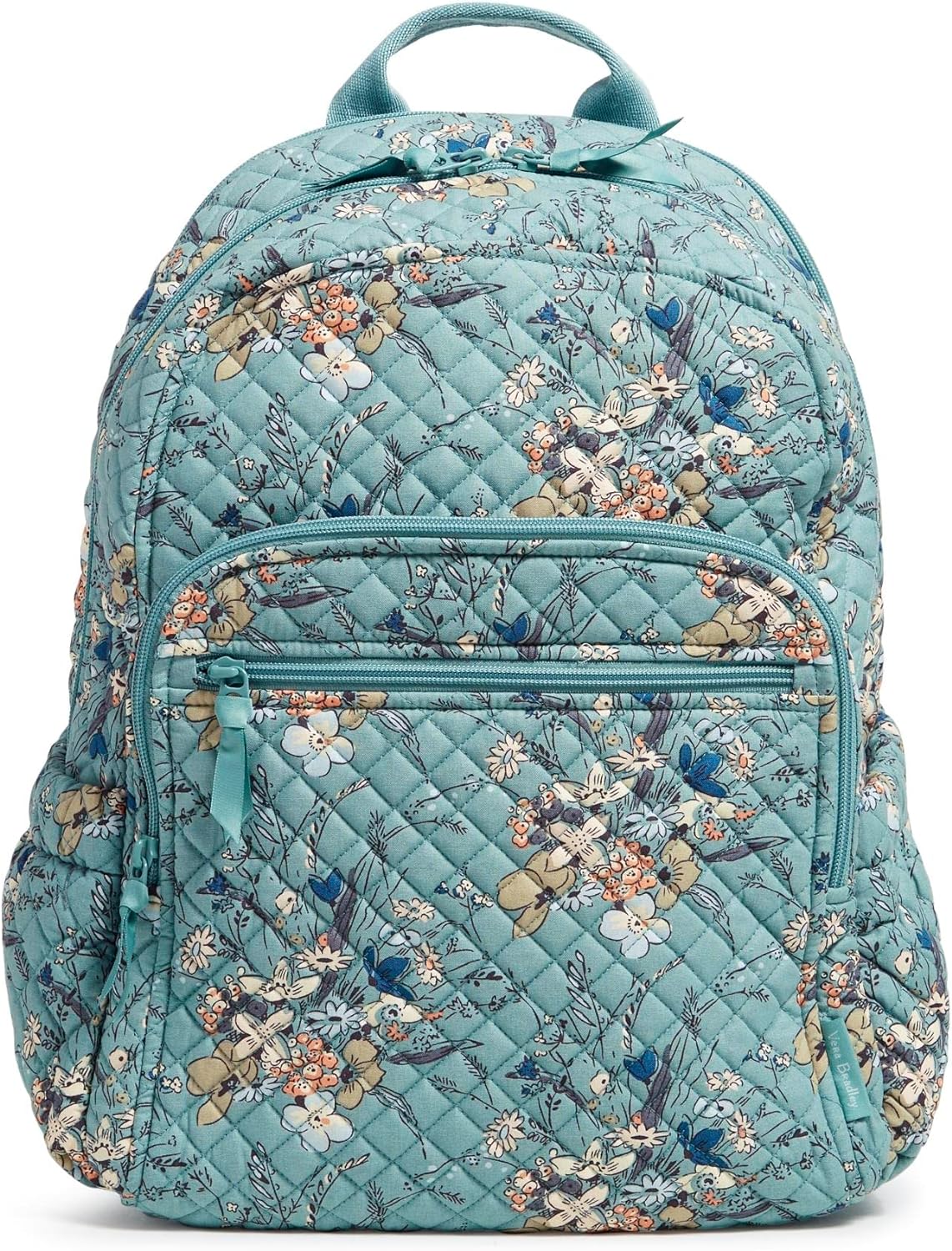 Vera Bradley Women' Cotton Campus Backpack, Sunlit Garden Sage - Recycled Cotton, One Size