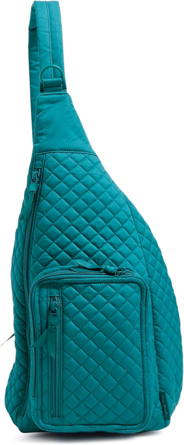 Vera Bradley Women' Cotton Sling Backpack, Forever Green - Recycled Cotton, One Size