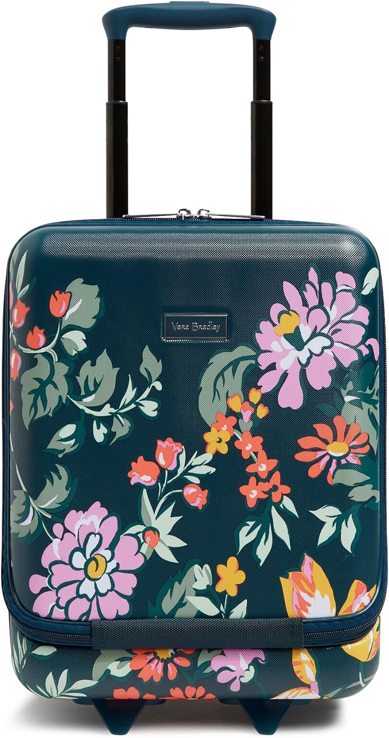 Vera Bradley Women' Hardside Underseat Rolling Suitcase Luggage, Fresh-Cut Floral Green, One Size