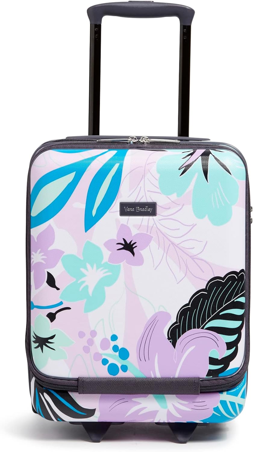 Vera Bradley Women' Hardside Underseat Rolling Suitcase Luggage, Island Floral Purple, One Size