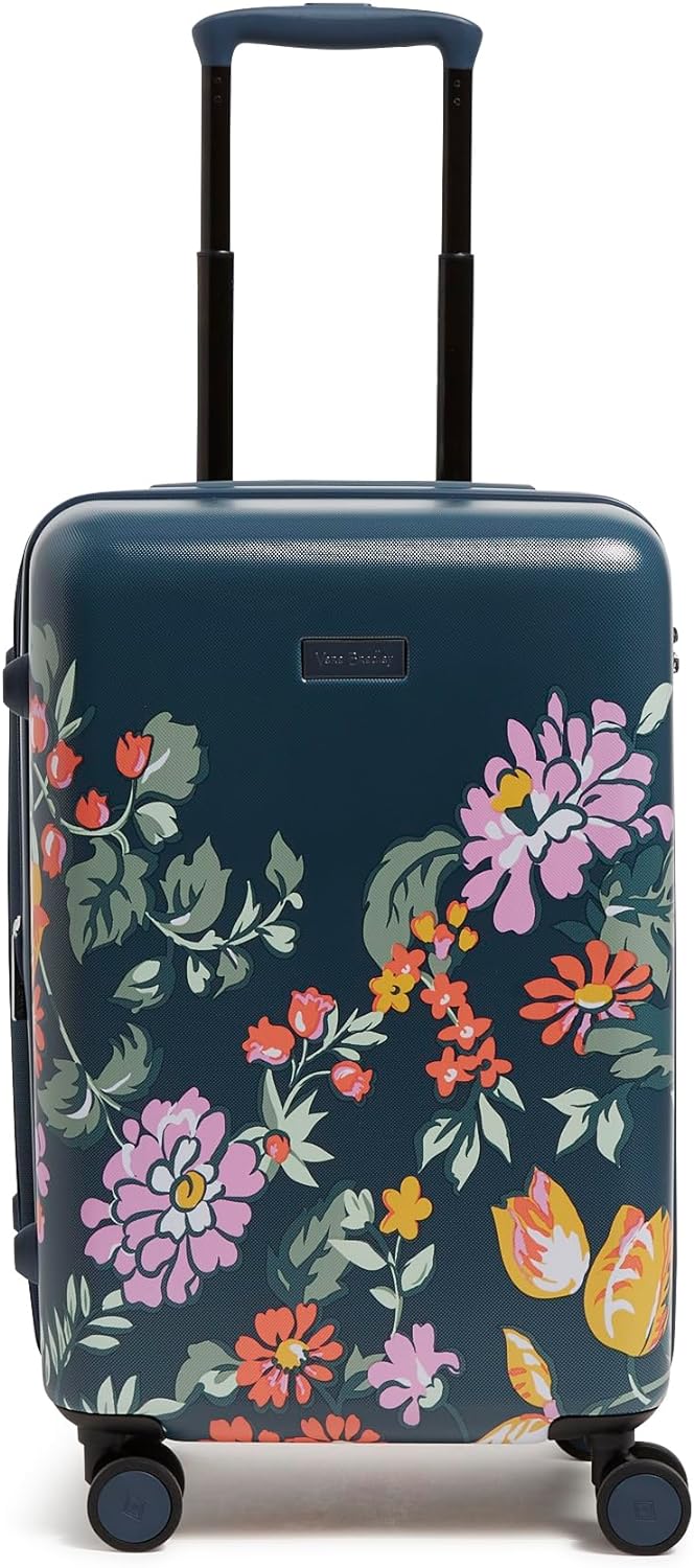 Vera Bradley Women' Hardside Rolling Suitcase Luggage, Fresh-Cut Floral Green, 22 Carry On