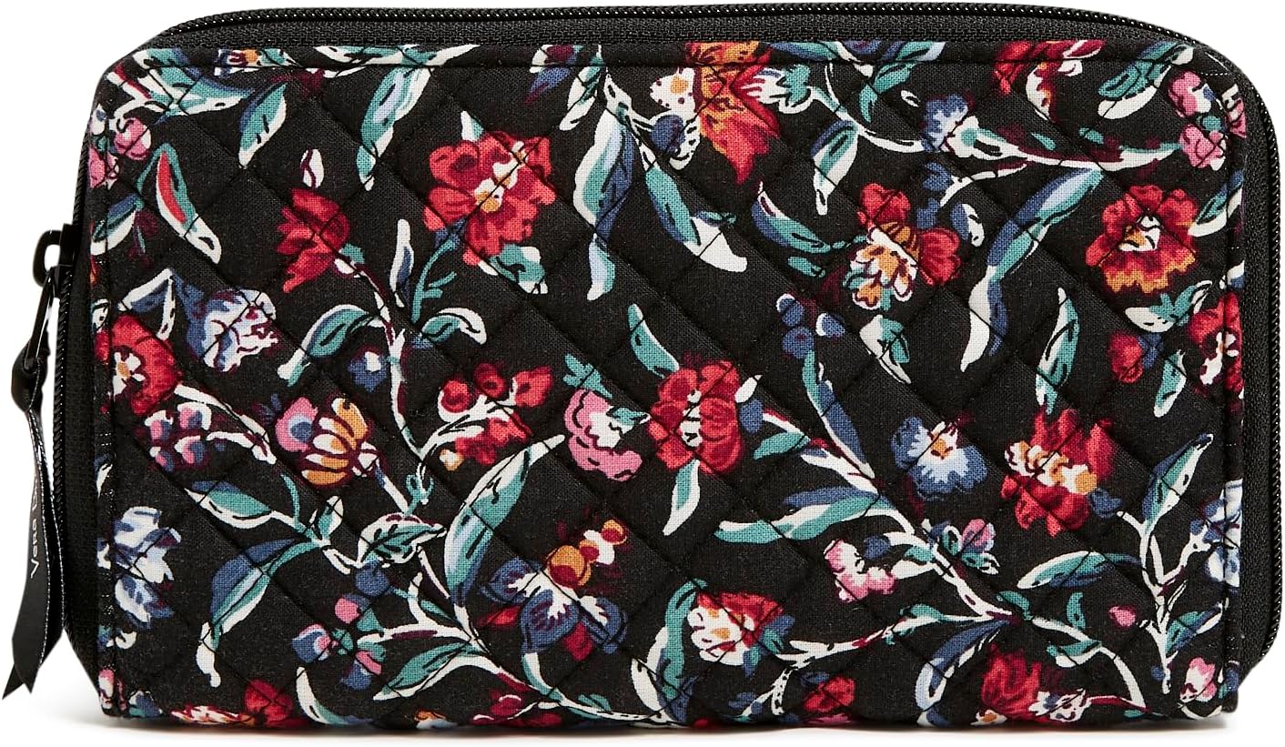 Vera Bradley Women' Cotton Deluxe Travel Wallet with RFID Protection Accessory