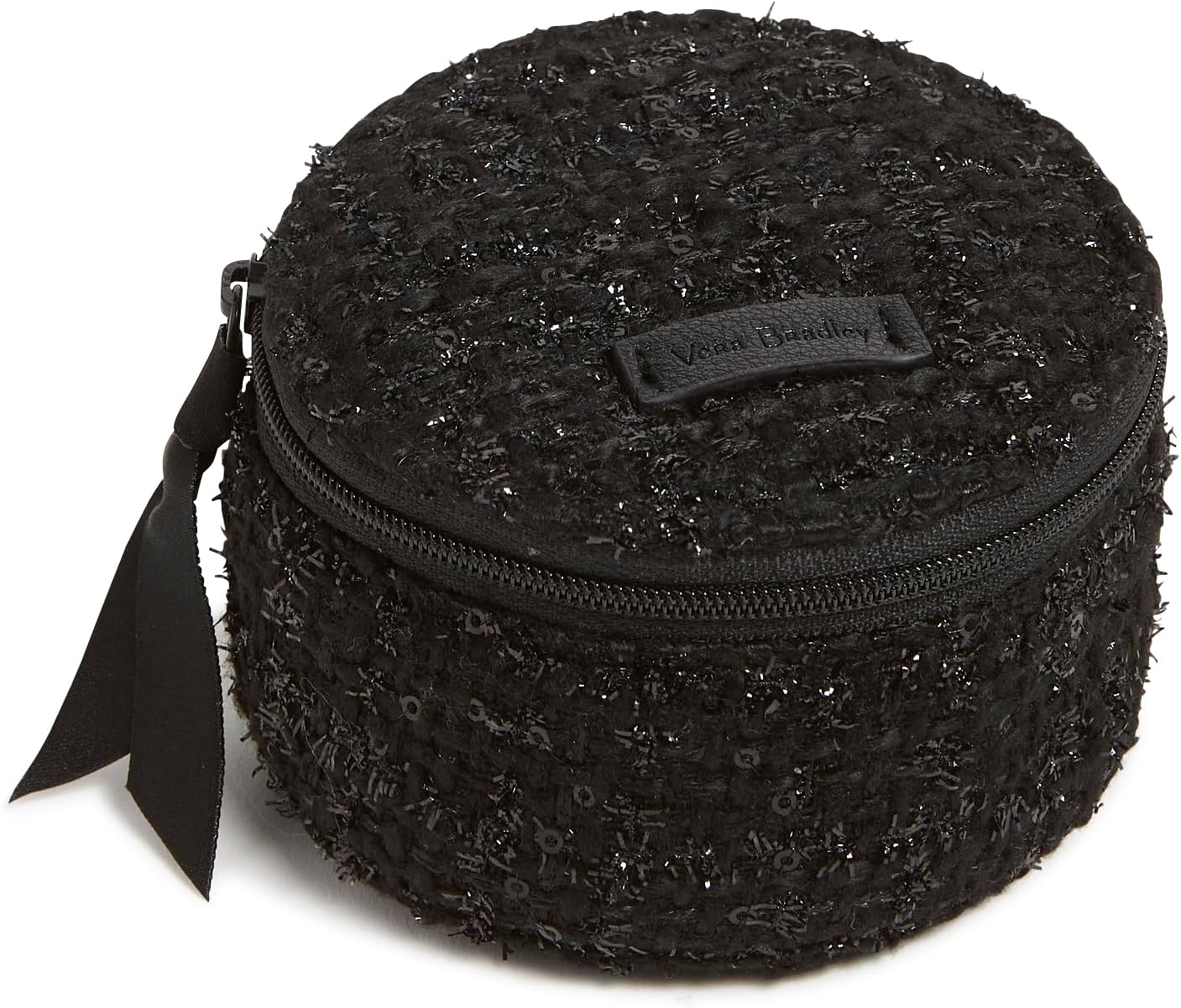 Vera Bradley Women' Round Keepsake Jewelry Organizer Case Travel Accessory, Black, One Size