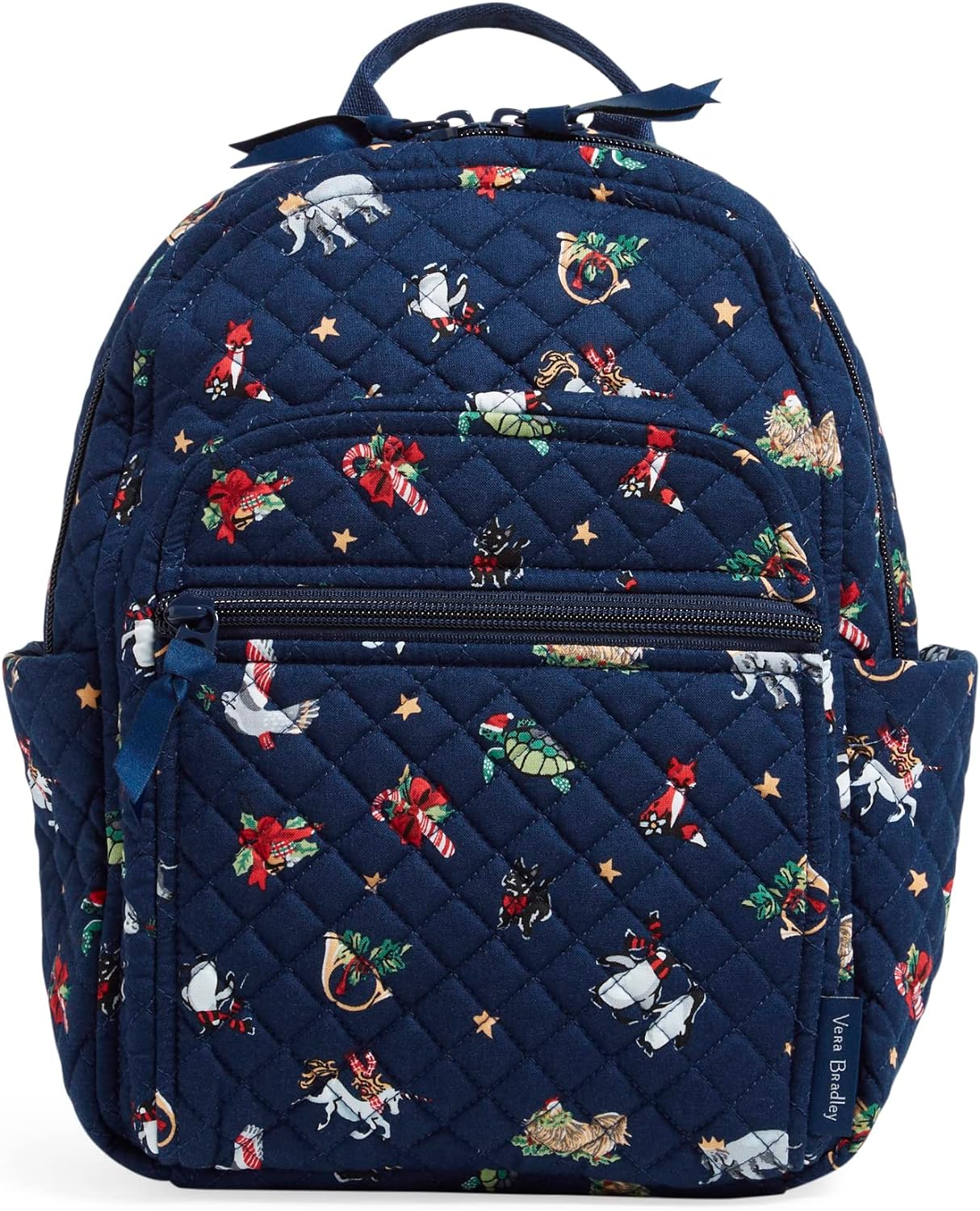 Vera Bradley Women' Cotton Small Backpack, Snow Globe Motifs - Recycled Cotton, One Size