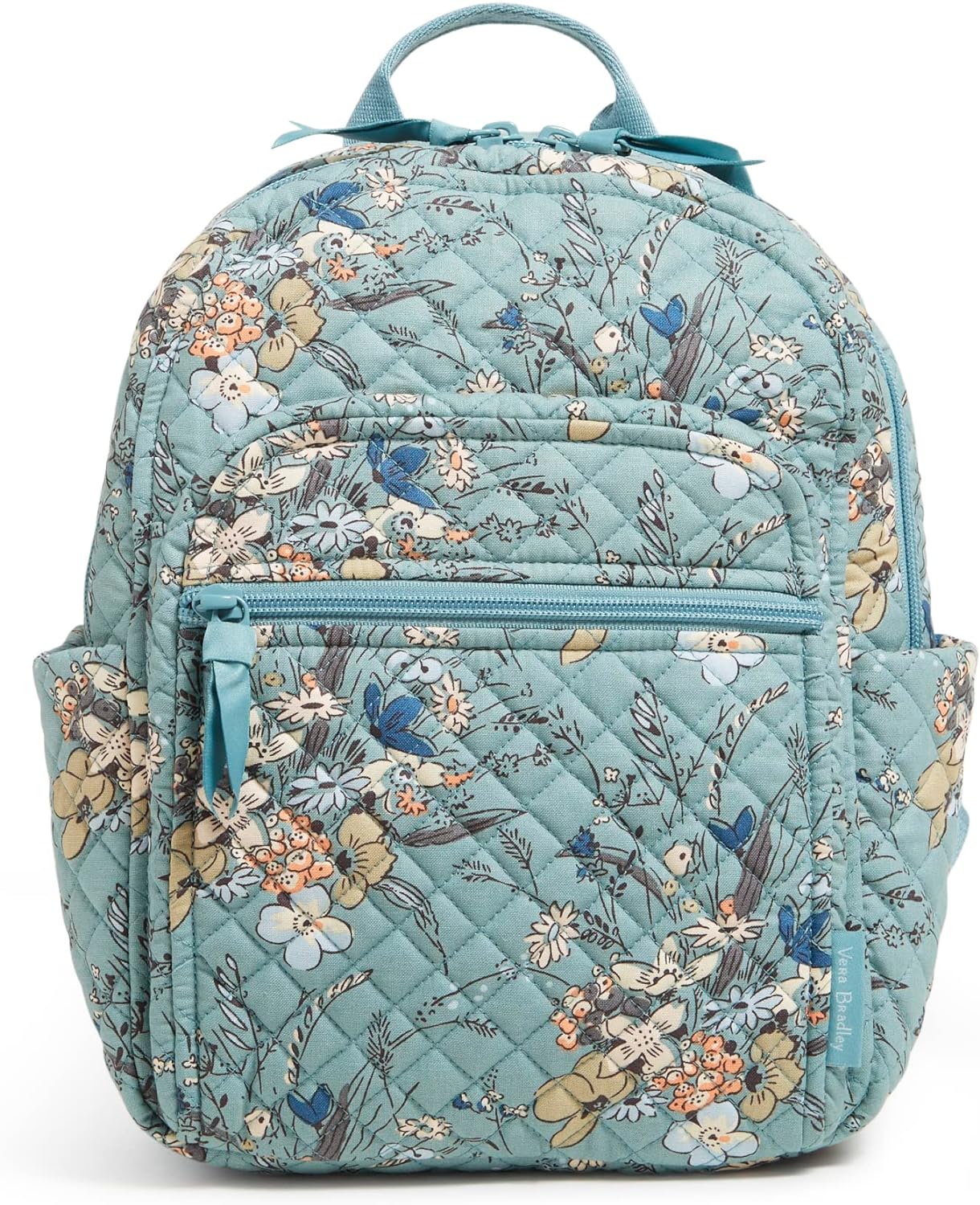 Vera Bradley Women' Cotton Small Backpack, Sunlit Garden Sage - Recycled Cotton, One Size