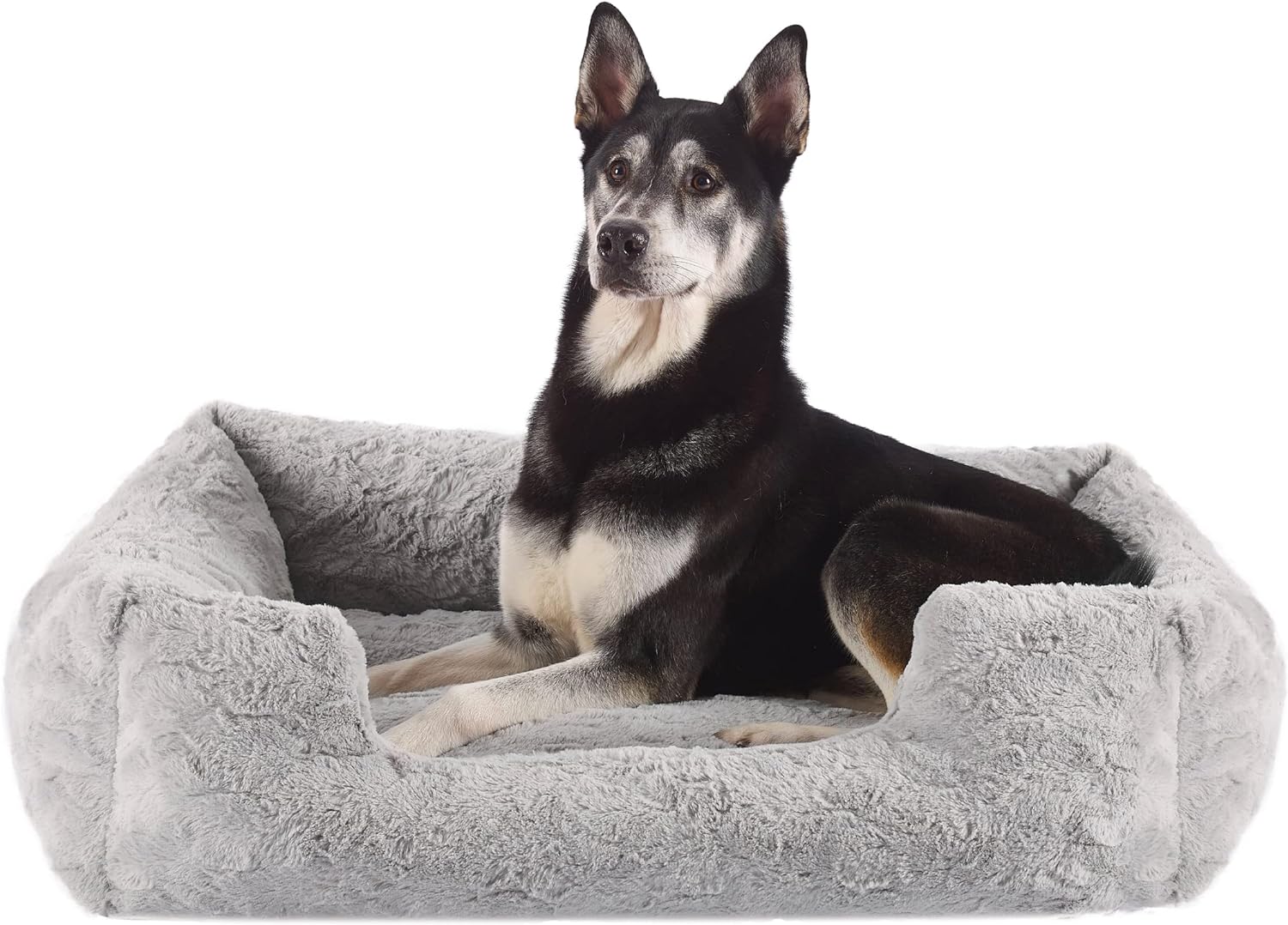 Best Friends by Sheri Soothe & Snooze Lounge Lux Memory Foam Rectangular Dog Bed, Washable, Grey, Large 36 x 27