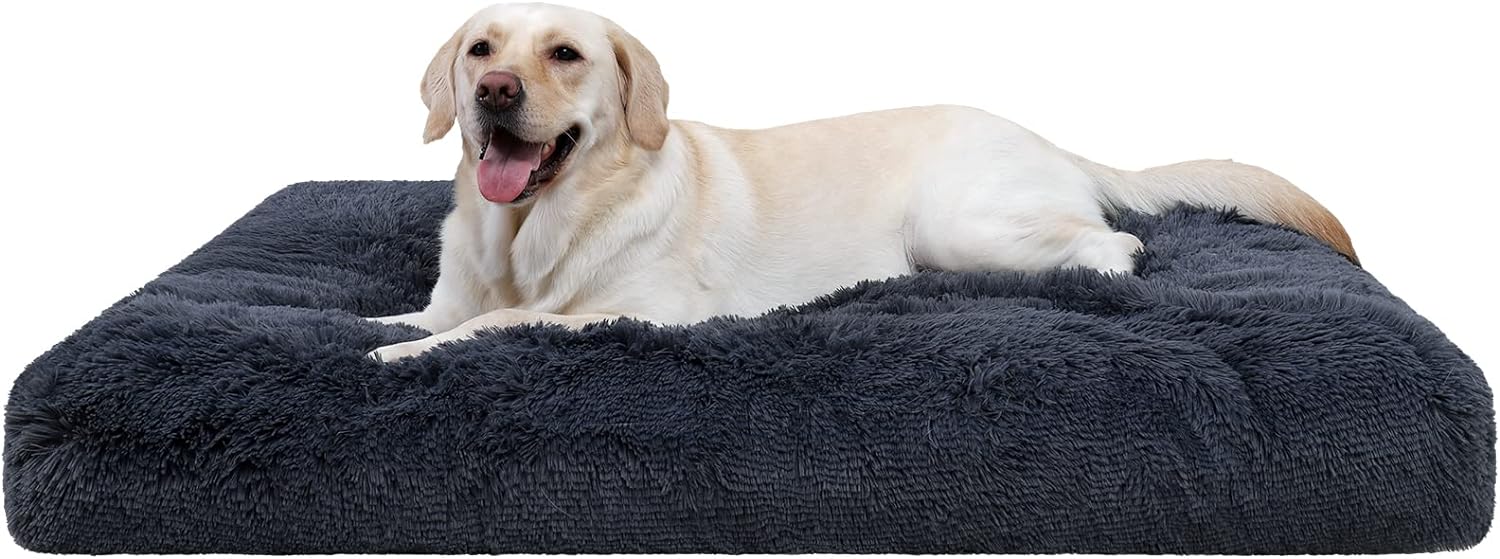 CHAMPETS Washable Dog Bed for Crate 35X23, Dog Beds for Large Sized Dog, Waterproof Dog Beds for Large Dogs with Removable Washable Cover, Dog Crate Pet Bed for Large Dogs, Dark Grey