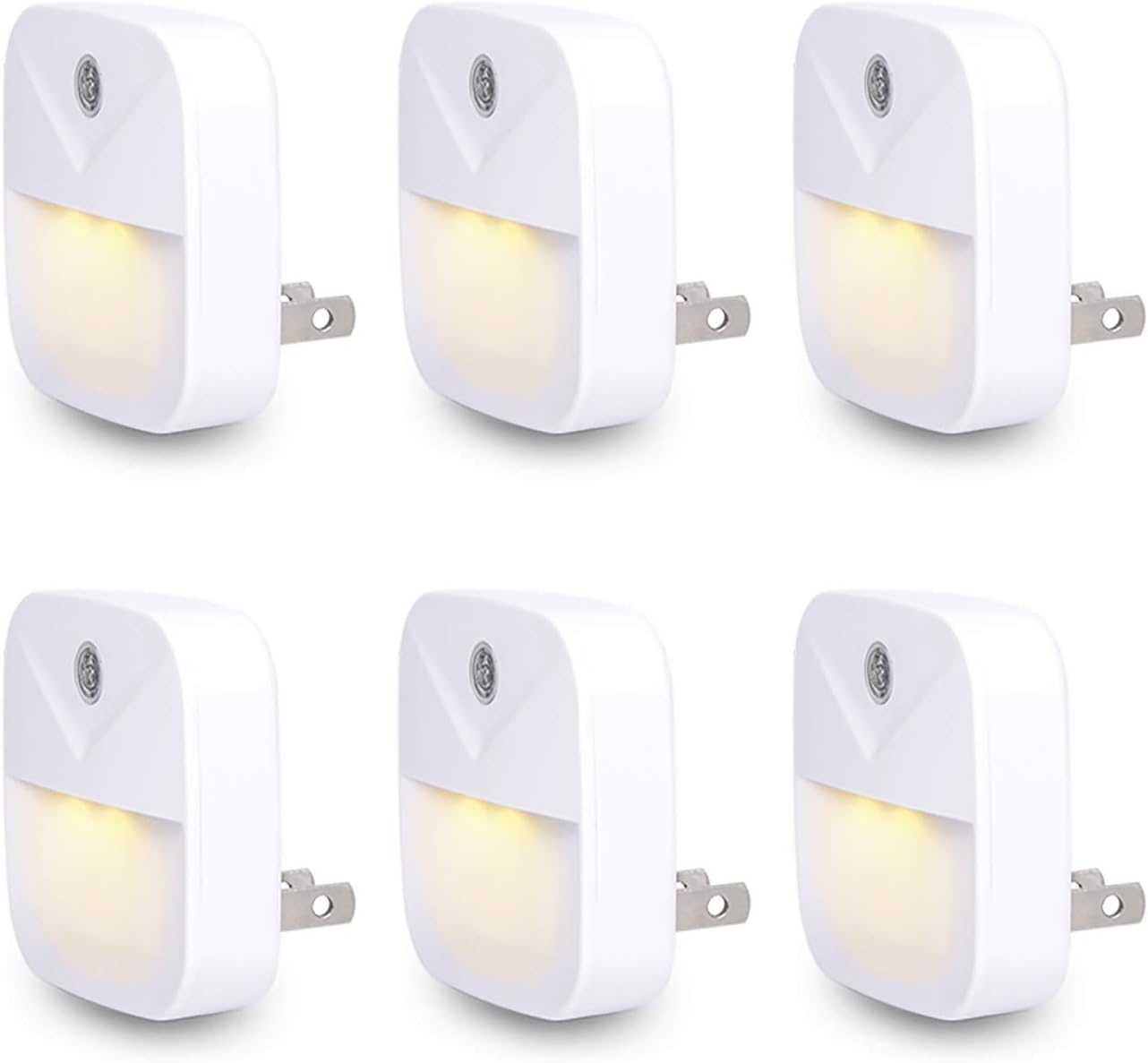 Uigos LED Night Light, Warm White Nightlight, Dusk-to-Dawn Sensor, Bedroom, Bathroom, Kitchen, Hallway, Stairs, Energy Efficient, Compact, 6-Pack