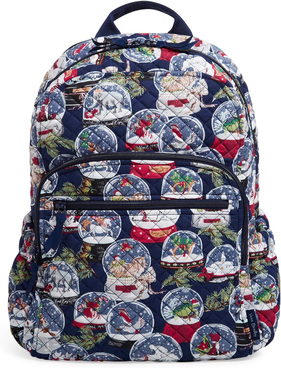 Vera Bradley Women' Cotton Campus Backpack, Snow Globes - Recycled Cotton, One Size