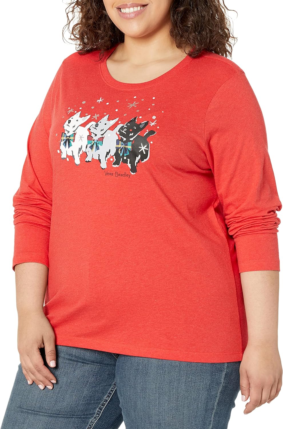 Vera Bradley Women' Plus Cotton Long Sleeve Crewneck Graphic T-Shirt (Extended Size Range)