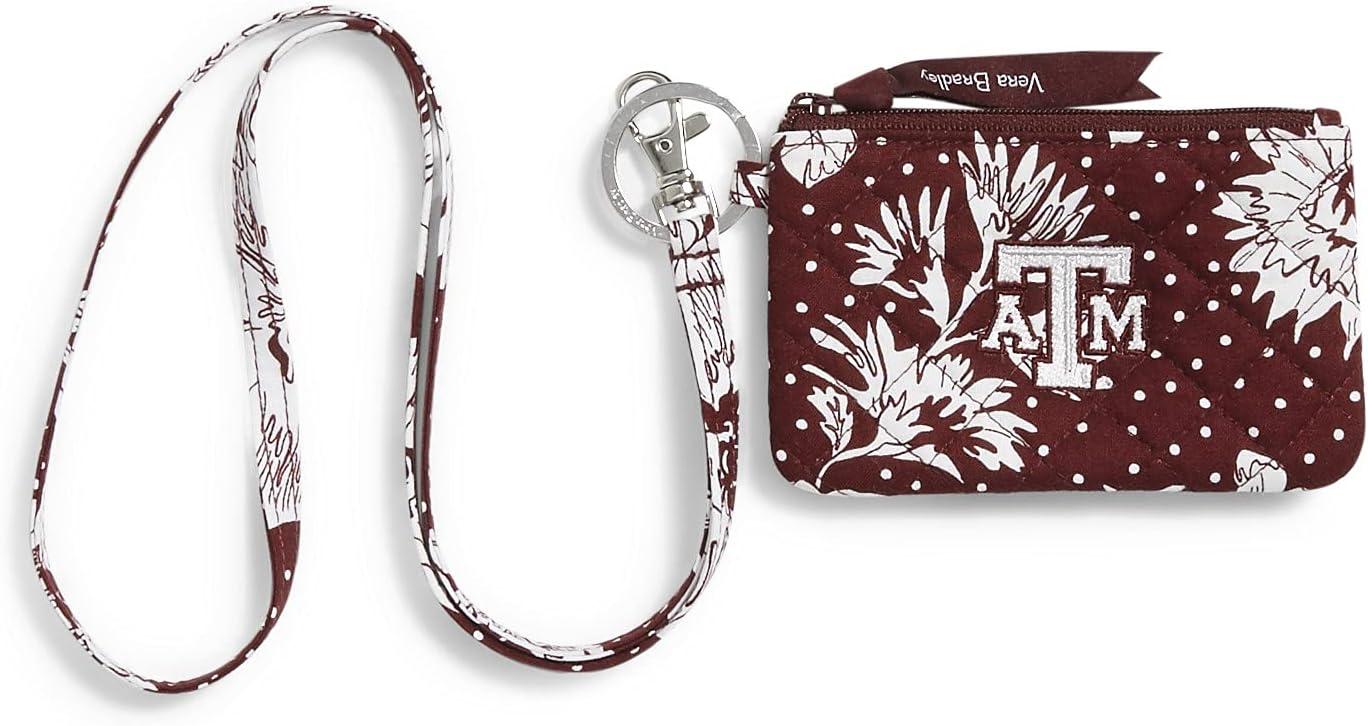 Vera Bradley Collegiate Zip Id Case and Lanyard Combo (Multiple Teams Available) Keyring