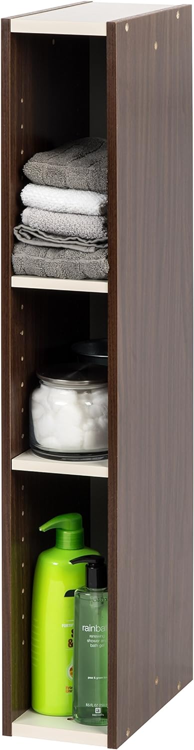 IRIS USA UB Space Saving Unit with Adjustable Shelves, 6-Inch, Walnut Brown/White