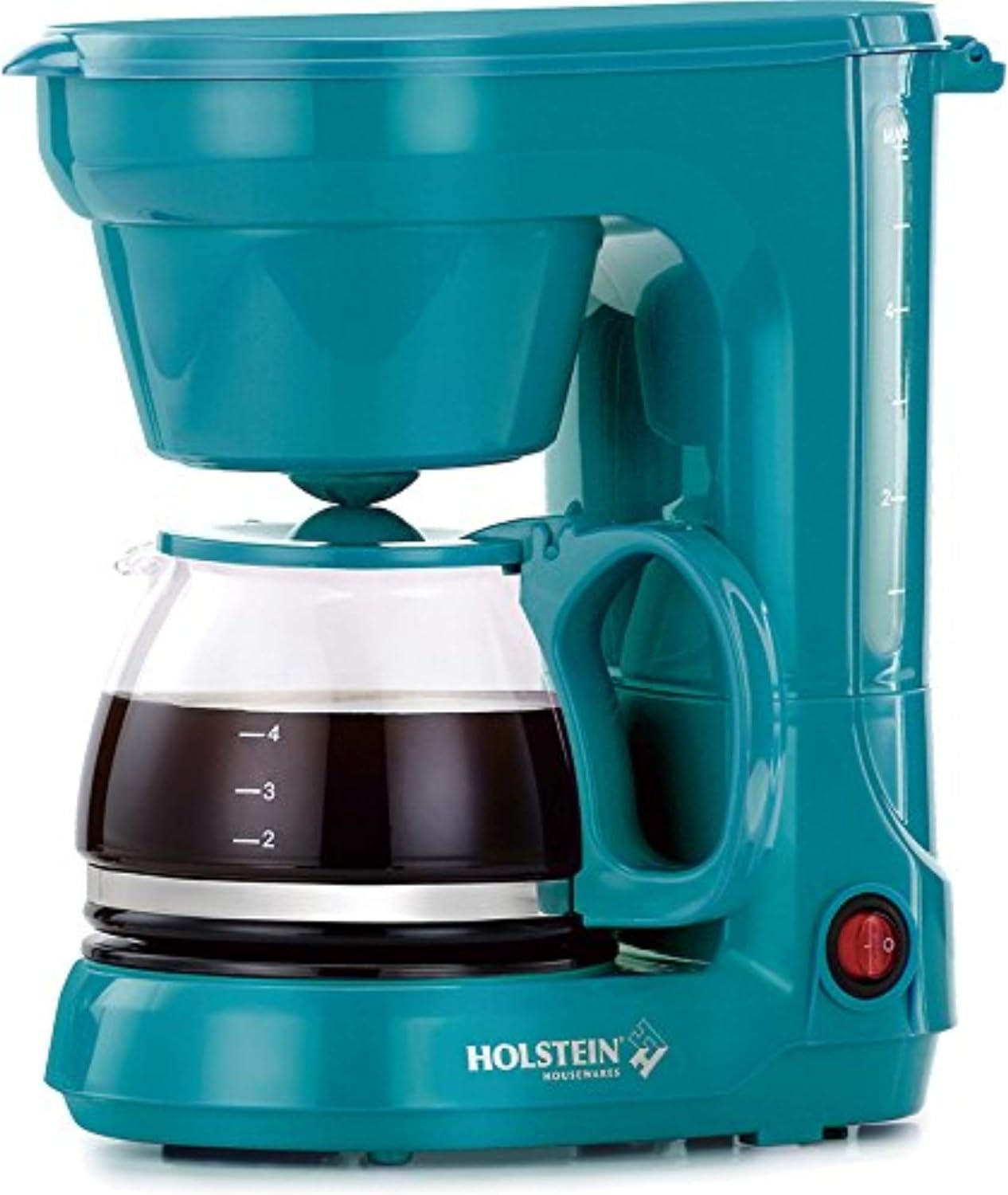 Holstein Housewares - 5 Cup Drip Coffee Maker - Convenient and User Friendly with Permanent Filter, Borosilicate Glass Carafe, Water Level Indicator, Auto Pause /Serve and Keep Warm Functions, Teal