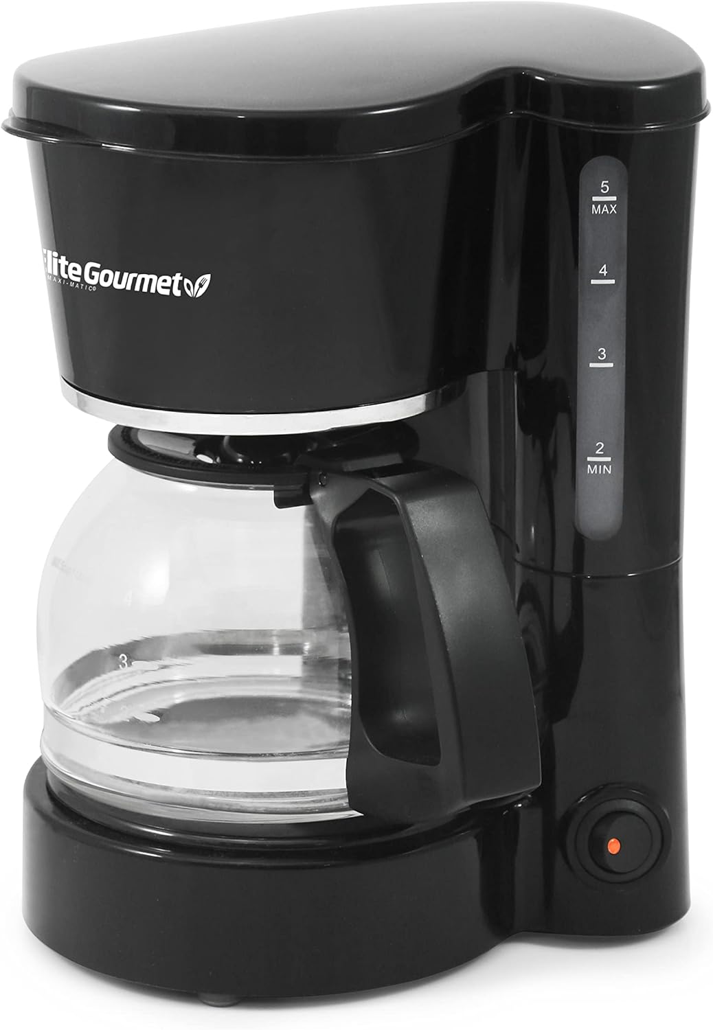 Elite Gourmet EHC-5055# Automatic Brew & Drip Coffee Maker with Pause N Serve Reusable Filter, On/Off Switch, Water Level Indicator, Black