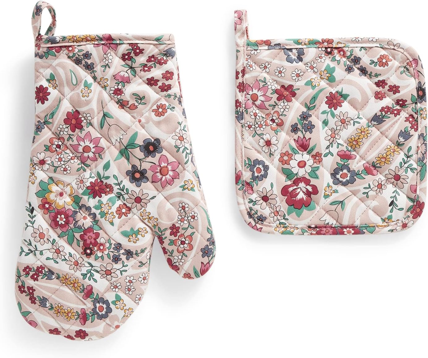 Vera Bradley Women' Cotton Pot Holder & Oven Mitt Set, Prairie Paisley, One Size