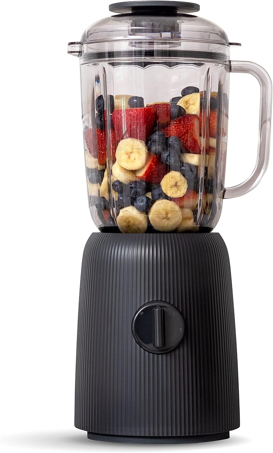 IRIS USA 3-Speed High-Power Professional-grade Countertop & Kitchen Blender - 50 oz Tritan Jar, Titanium-Coated Stainless Steel -Blades, Charcoal Black -for Smoothies, Frozen Drinks, Protein Shakes