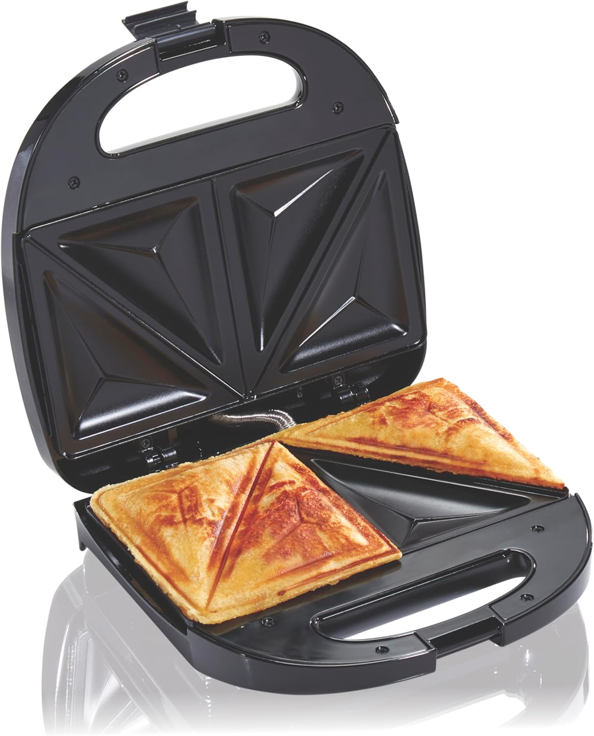 Hamilton Beach Electric Sealed Sandwich Maker Grill with Nonstick Plates, Makes Stuffed French Toast, Omelets, Compact & Easy to Store, Black (25430)