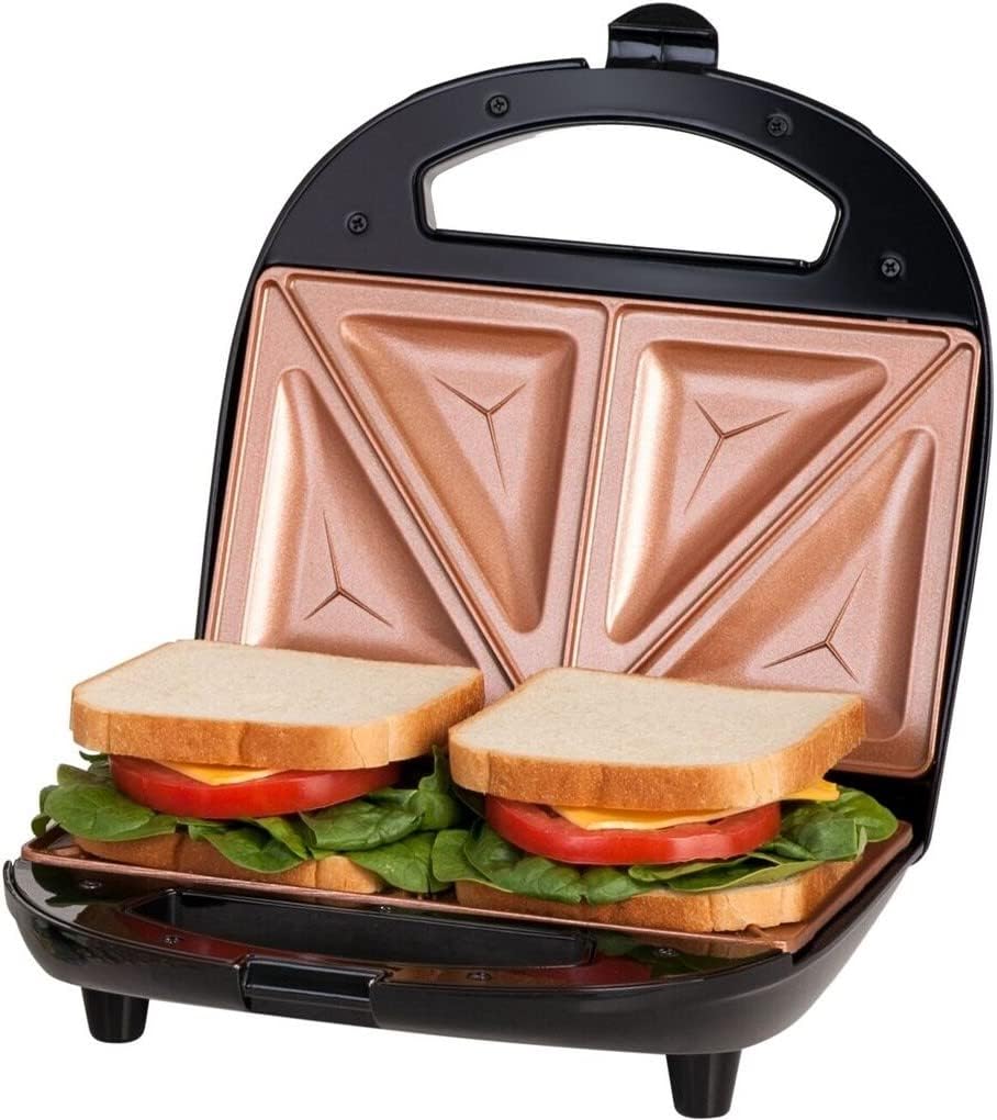 Gotham Steel Nonstick Panini Press Sandwich Maker, 2in1 Breakfast Sandwich Maker Grill / Sandwich Press Grill with Indicator Light, Grilled Cheese Maker Makes 2 Sandwiches with Easy Cut Edges