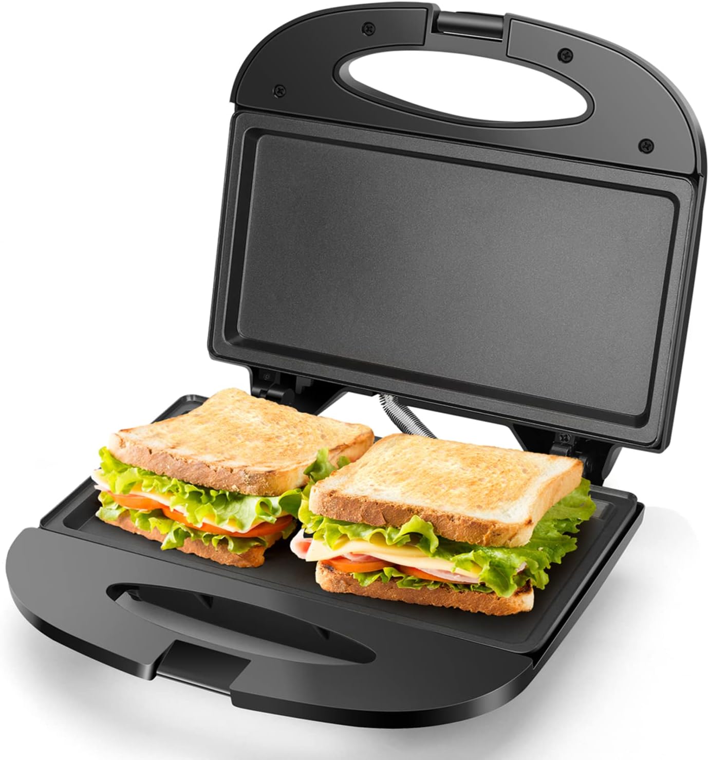 Aigostar Sandwich Maker with Non-stick Deep Grid Surface for Egg, Ham, Steaks Compact Electric Grill Tostadora de Pan Black, ETL Certificated, Roy